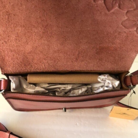 Patricia Nash Cecina Flap Old Rose Leather Tooled Crossbody Pink - Picture 12 of 12